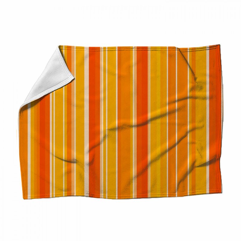 Stripes Fleece Throw Blanket - Abstract Throws for Sofas or Beds, 60" L x 51" W, Orange Striped