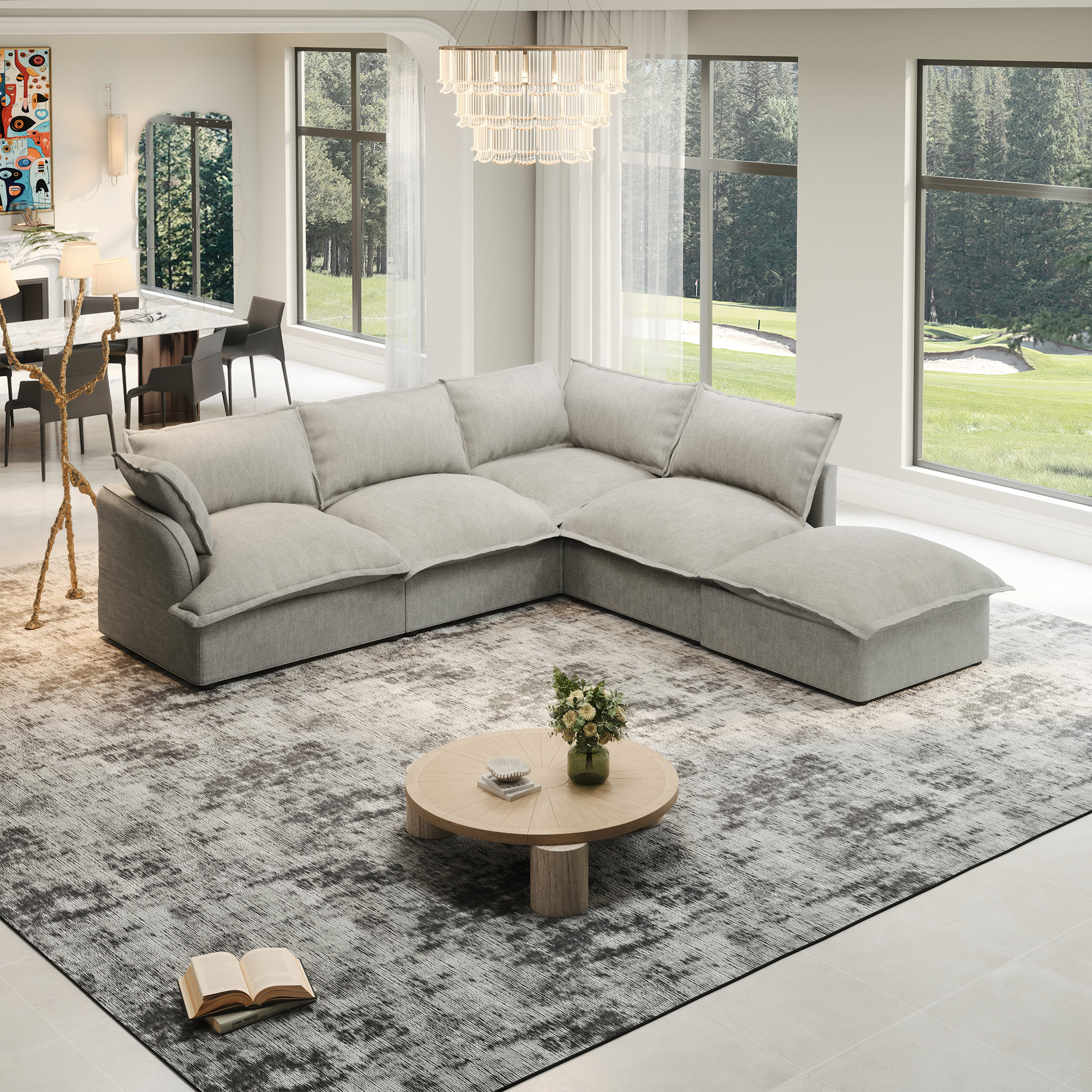 Hokku Designs Upholstered Sofa Cloud Sofa Modular Sectional Sofa Cloud