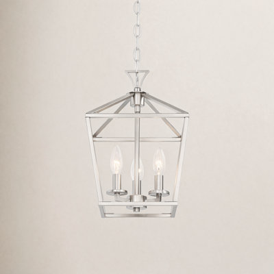 Hastings 10" W 3-Light Geometric Lantern Chandelier