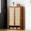 Modern Minimalist 7-Tier Bamboo Shoe Storage Cabinet with Adjustable Shelves & Rattan Doors 