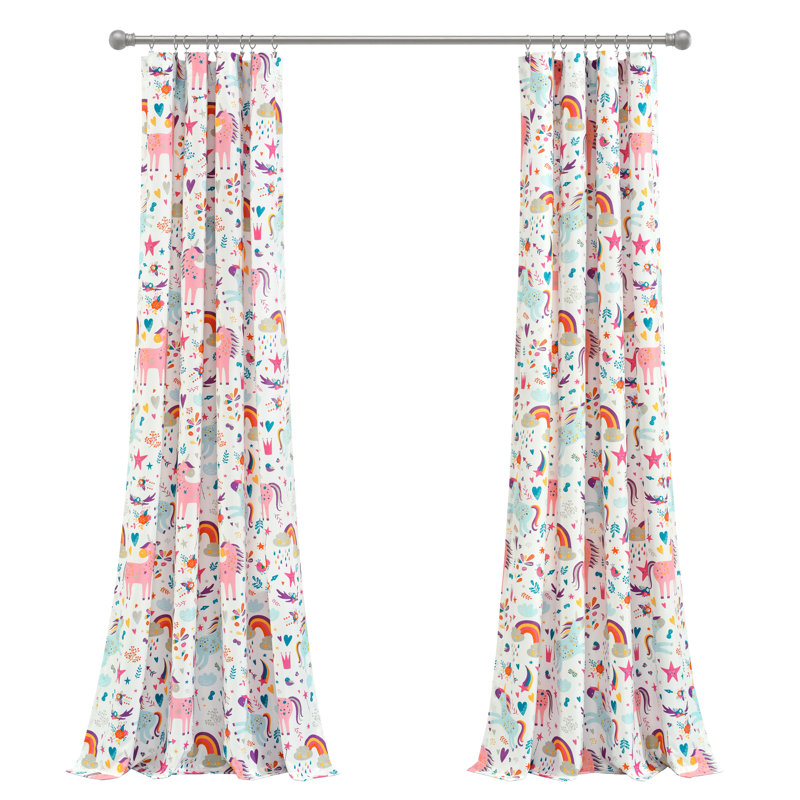 Lush Decor Unicorn Heart Room Darkening Curtain Panels Pair Drapes (Set of 2), White