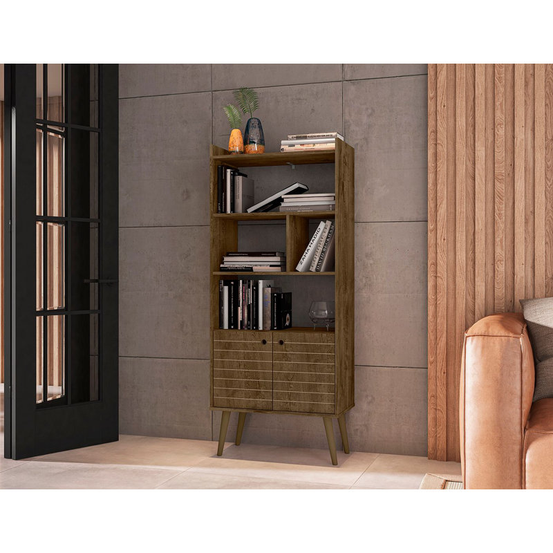 Helaina Geometric Storage Bookcase, Rustic Brown
