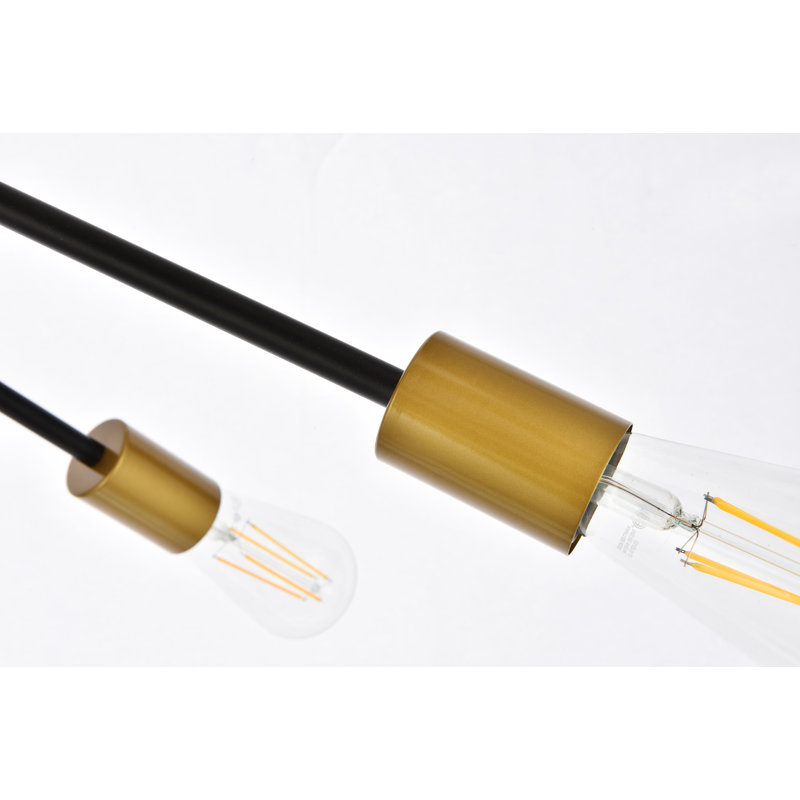 Luminaire suspendu linéaire Spoutnik Mordern à 6 lumières Elena, Noir/laiton