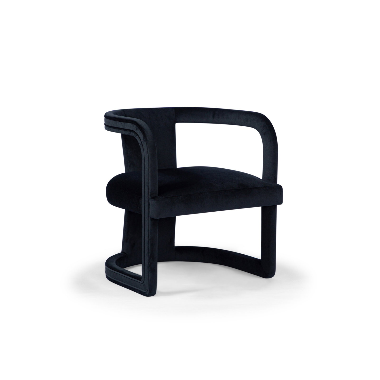 Nolita Mahogany Barrel Chair, Stax Black Performance Velvet