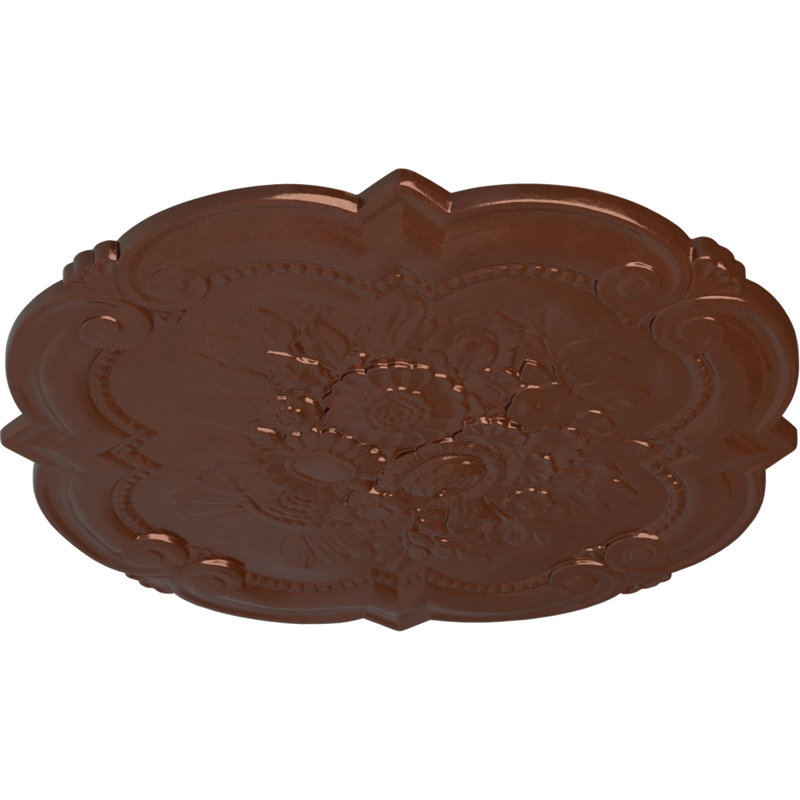 Médaillon de plafond victorien Endurathane, 24 po x 3/8 po x P 1 po, finition cuivre peint à la main, Pièce de cuivre
