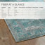 Tapis oriental en polyester tissé à la machine bleu sarcelle / vert Lavan-76987068