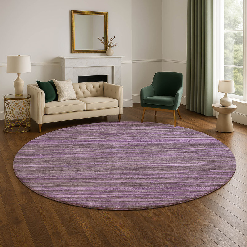 Premium Machine Washable Arnoldina AMF1846 Stripes Rug, Round 8'