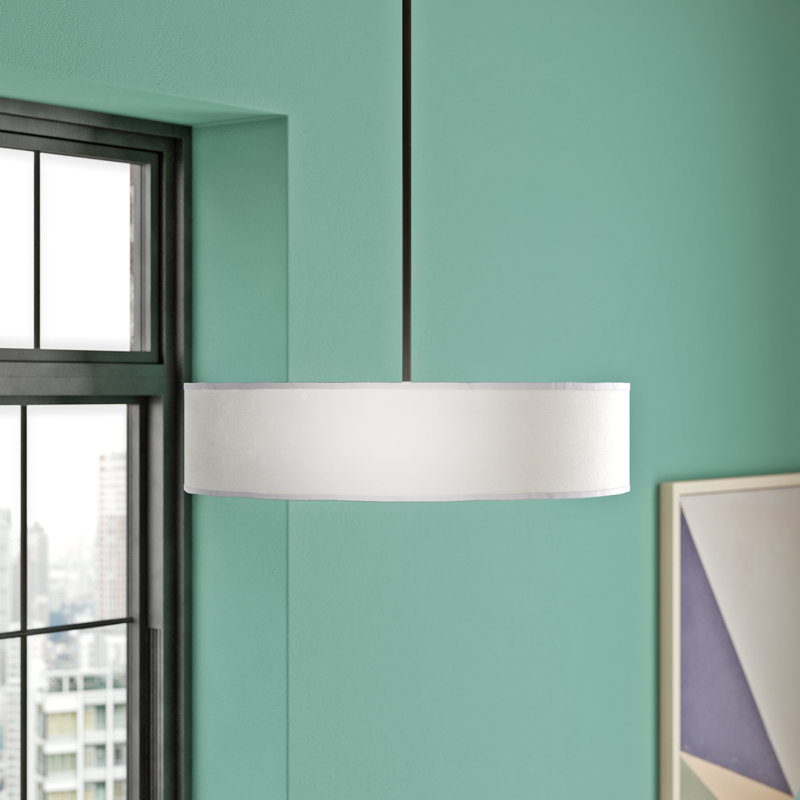Lustre à abat-jours cylindrique à trois lumières, Bronze vieilli