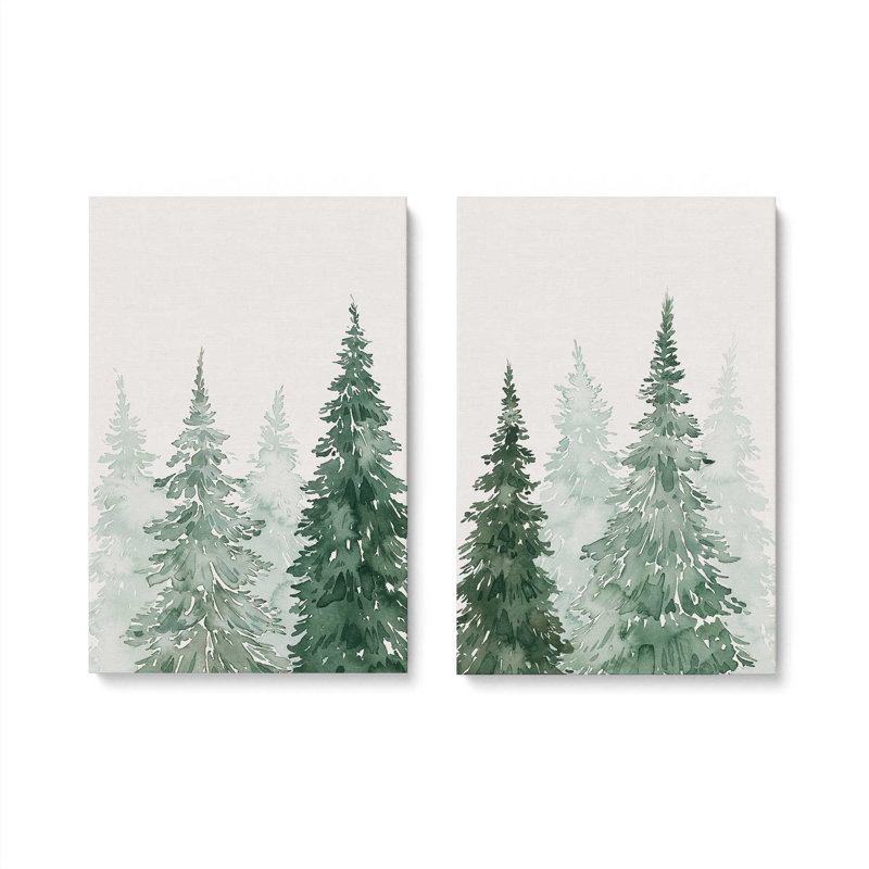 Whispering Spruce Shadows, ensemble de 2, Toile tendue, H 18 po x l 24 po
