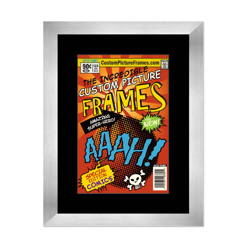 Wood Picture Frame with Mat, Silver/Black, 7.75" x 10.5"