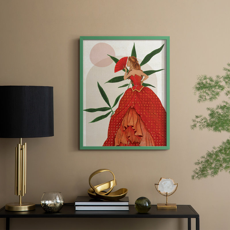" Vestido Rojo II ", Green, 11" H x 9" W