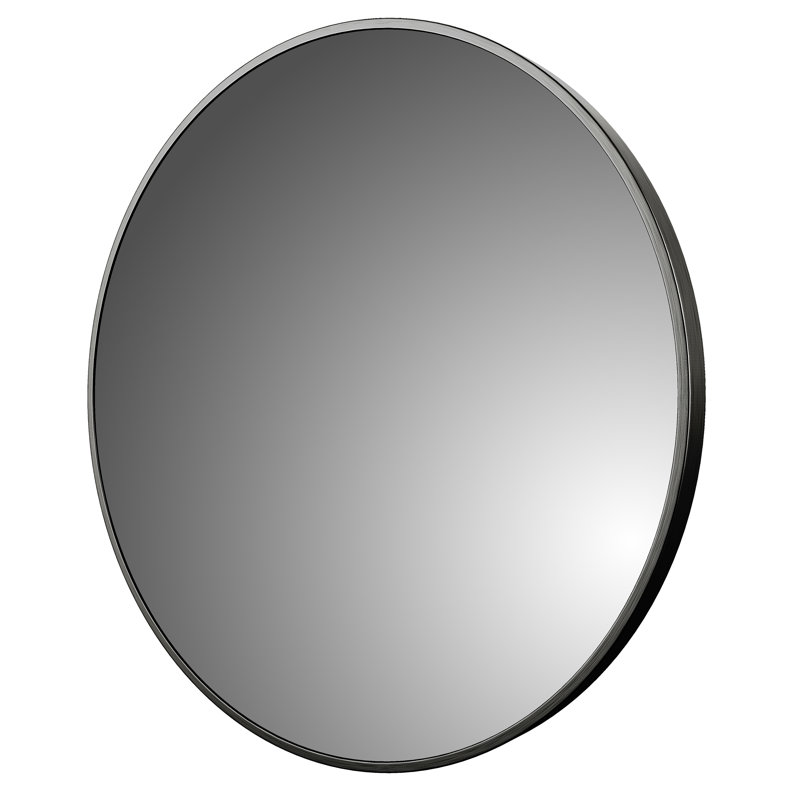 Metal Flat Wall Mirror, Brushed Black