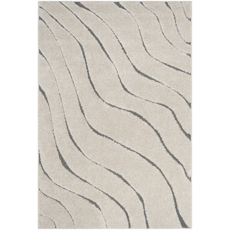 Ashal Animal Print Cream/Gray Area Rug, Rectangle 6' x 9'