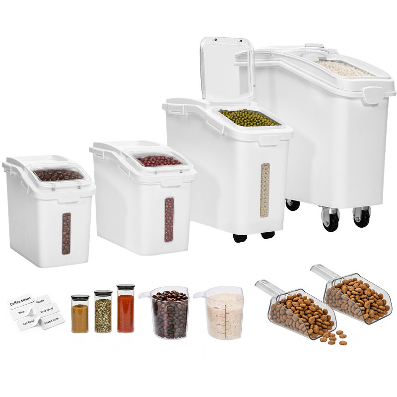 Ensemble de 4 contenants de conservation des aliments et bacs à riz d'une capacité de 41,6 gallons, Clair