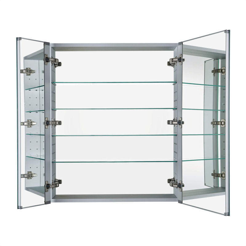 Armoire à pharmacie encastrée ou à fixation en surface FINE FIXTURES avec miroir double face et poignée à prise facile