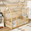 Lit en bois pour lit simple avec structure de toit-383163190