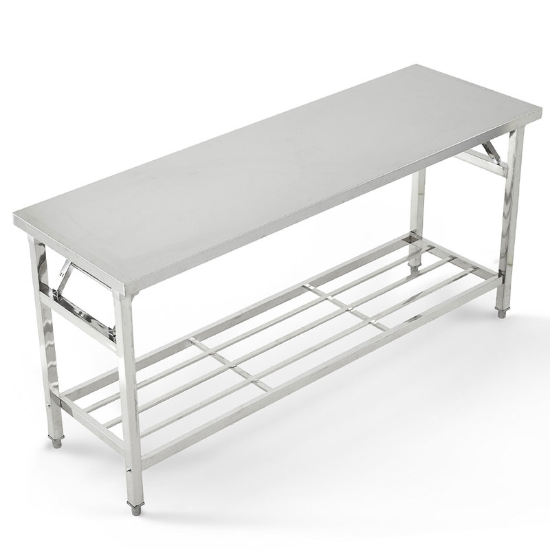 Table de préparation commerciale pliante en acier inoxydable de 60 po x 24 po avec tablette inférieure, table de travail robuste pour le restaurant, la restauration et la maison