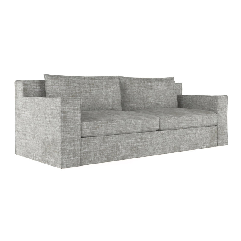 Canapé Mulberry, H 33 po x l 84 po x p 45 po, Velours écrasé rayé argent, Patiné