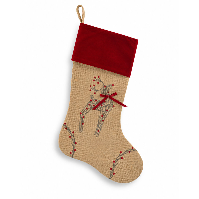Chaussette de Noël rustique renne, 20 po