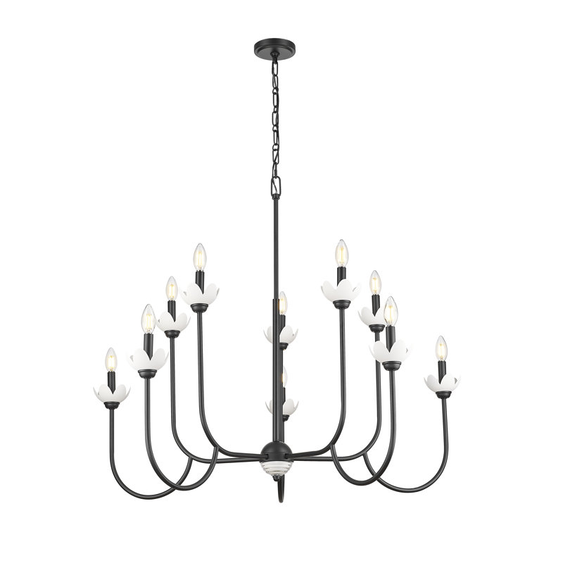 Lustre Allistair, H 35 po x l 42 po x P 42 po, Noir mat, 10 lumières