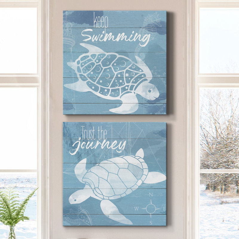 Keep Keep - Ensemble de 2 peintures, H 16 po x l 32 po x P 1 po, Toile tendue