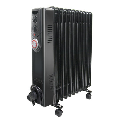 Brecken Oil Filled Radiator 11 Fin 2500W Portable Electric Heater with 24H Timer