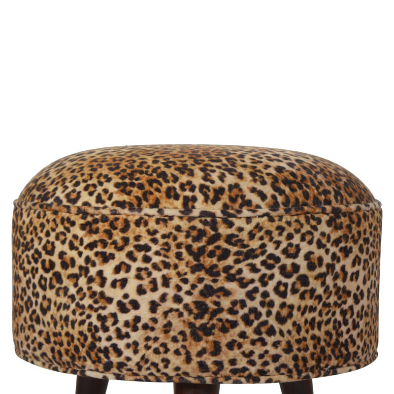 Hardtner 45cm Wide Round Animal Print Footstool Ottoman