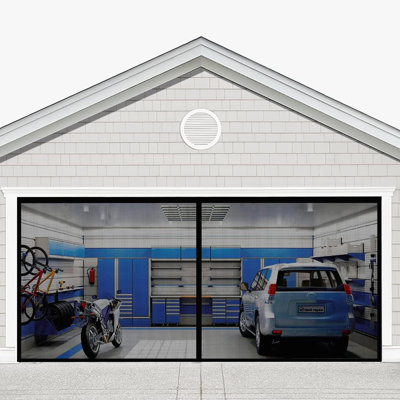 Fiberglass Garage Door Curtain With Straps Suitable For Home Garage Use