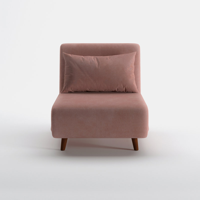 Jacquelyn 32" Wide Convertible Chair, Pink Velvet, 31.9"