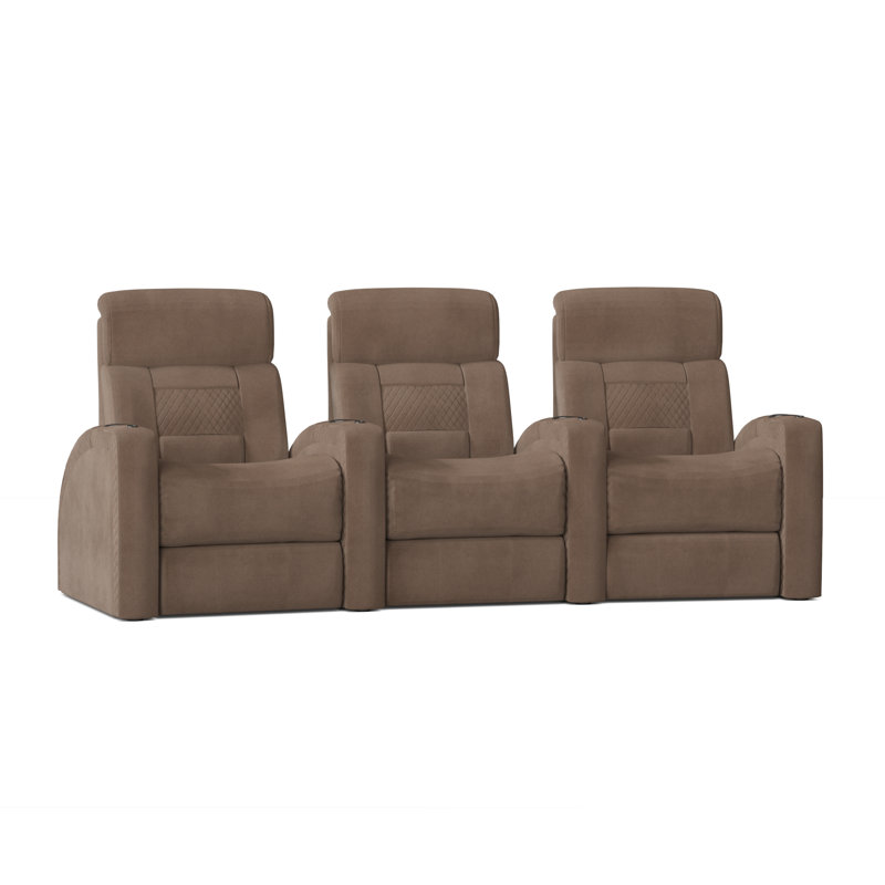 Rangée de sièges de cinéma Diamond Stitch (rangée de 3), Sable Smartsuede