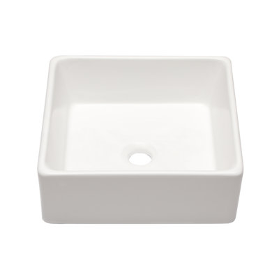 15" L x 15" W Bathroom Vessel Sink White Ceramic Bathroom Sink Square Above Counter Bathroom Vanity Sink