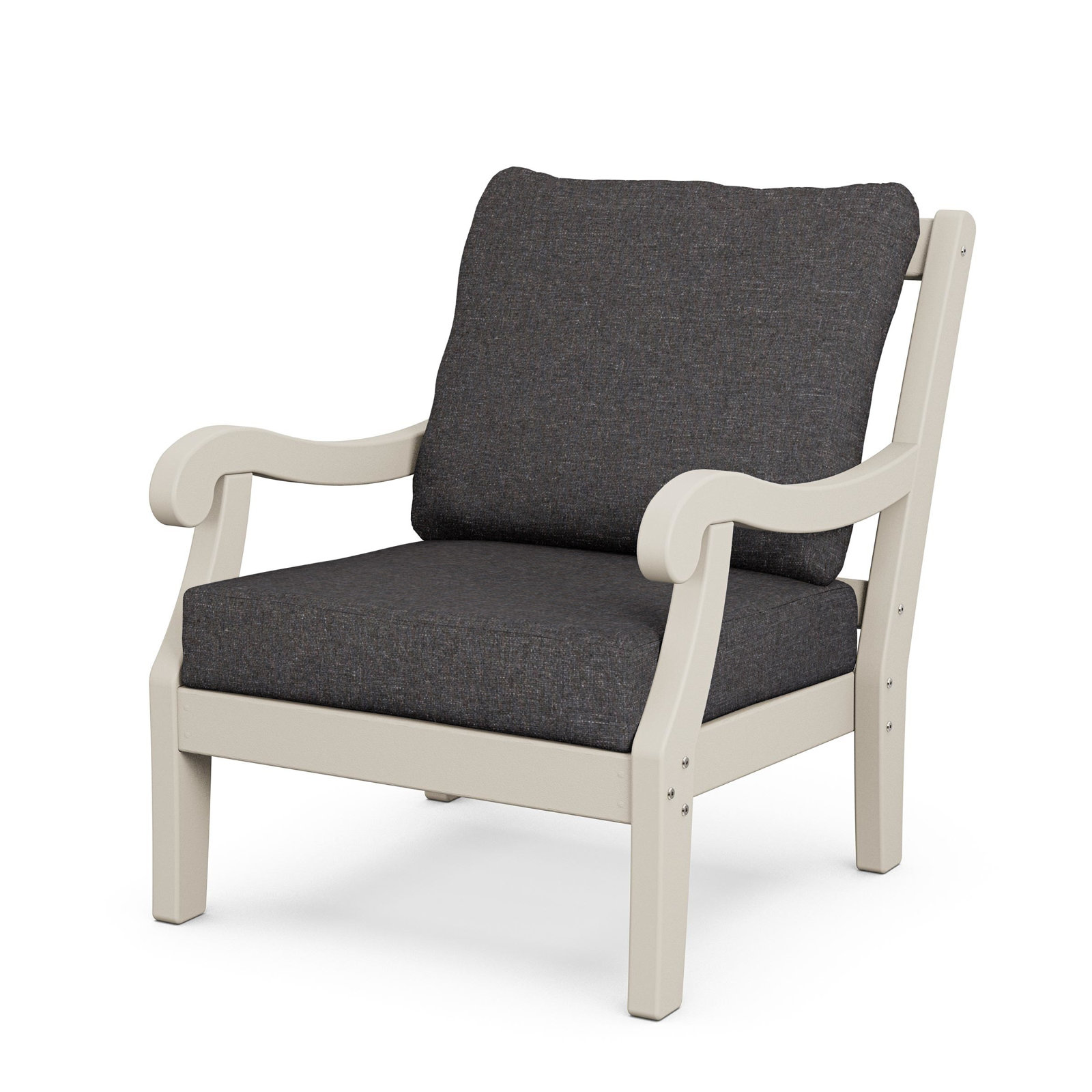 POLYWOOD x Birch Lane Verlyn 3-Piece Deep Seating Set, Ash Charcoal Cushion/Sand Frame