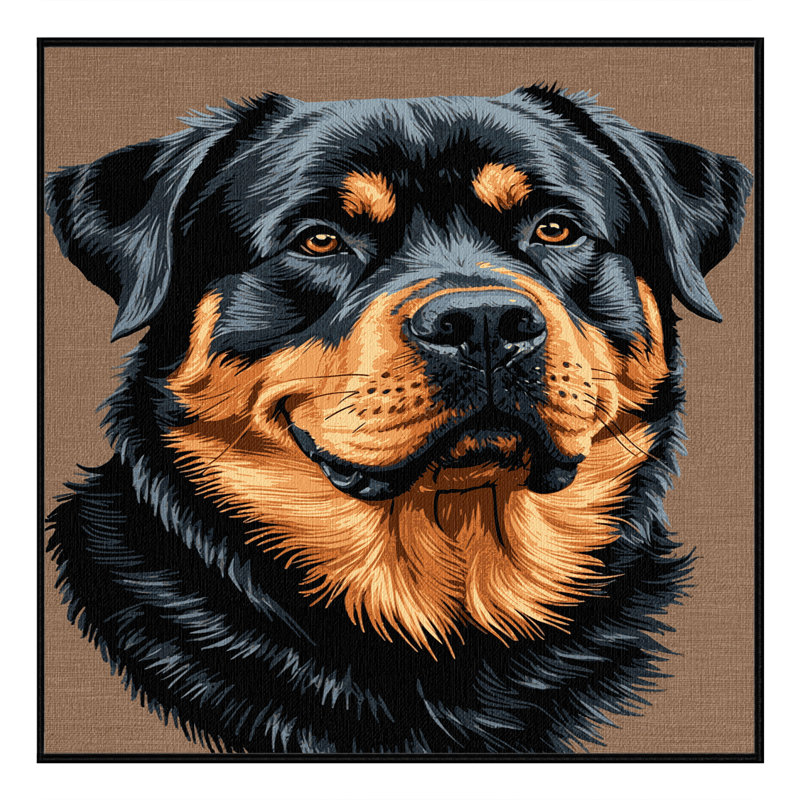 Washable Rottweiler Dogs Area Rug, Round 7'