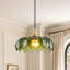 Suspension vintage en verre côtelé vert à 1 lumière-1474829045