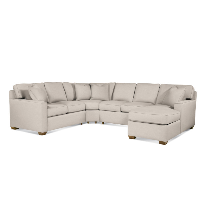 Frye Upholstered U-Sectional, Elite Dove Linen, Left Hand Facing, Honey