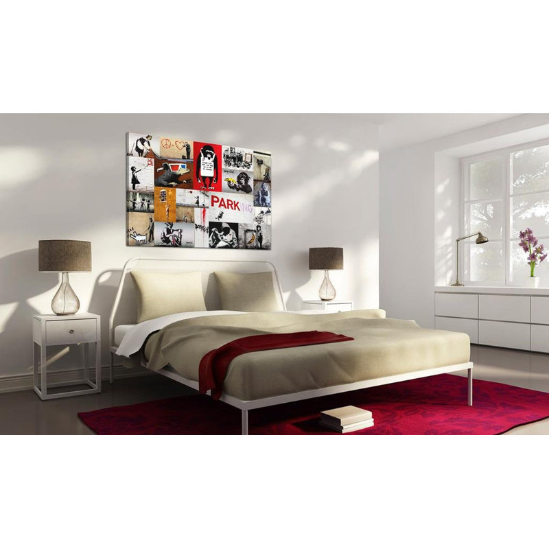 Ladeanna Banksy, collage sur toile, H 16 po x l 24 po x P 0,7 po