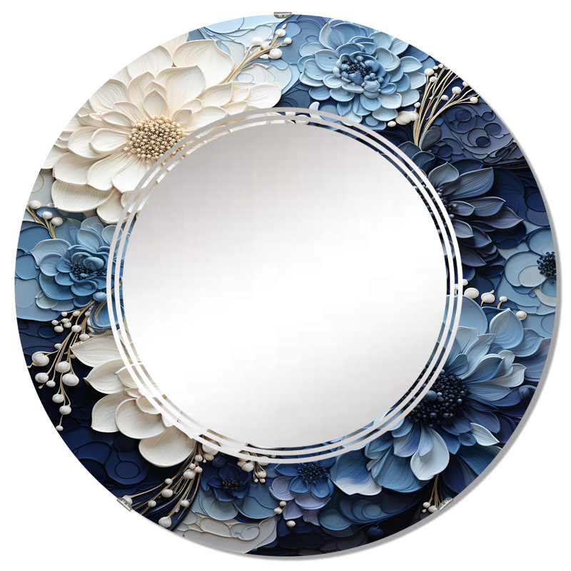 Barrine - Miroir mural moderne rond, 32 po x 32 po