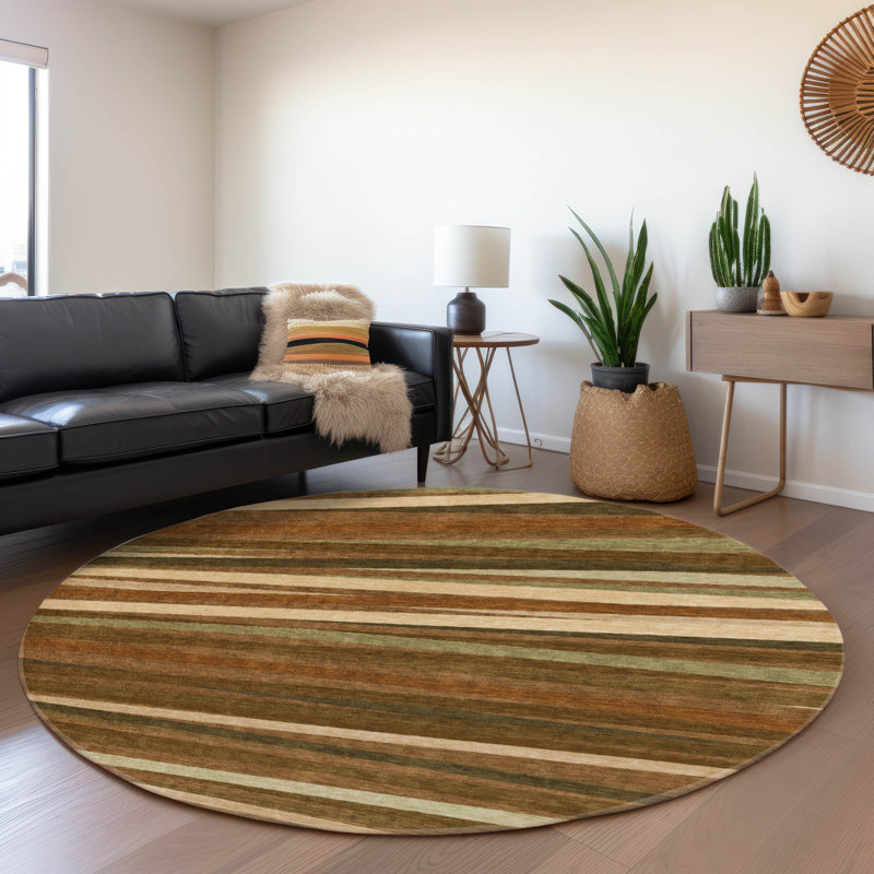 Premium Machine Washable Naglee AMF997 Stripes Rug, Round 8'