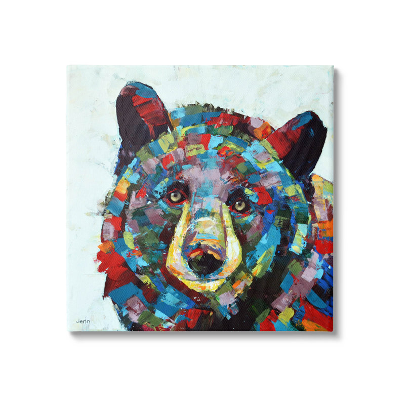 Modern Kaleidoscopic Bear Portrait Canvas Wall Art by Jen Seeley, 17" H x 17" W x 1.5" D