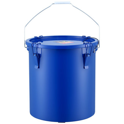 Fryer Grease Bucket, 6 Gal Oil Disposal Caddy Carbon Steel Fryer Oil Bucket with Rust-Proof Coating, Oil Transport Container with Lid, Lock Clips, Filter Bag for Hot Cooking Oil Filtering, Blue