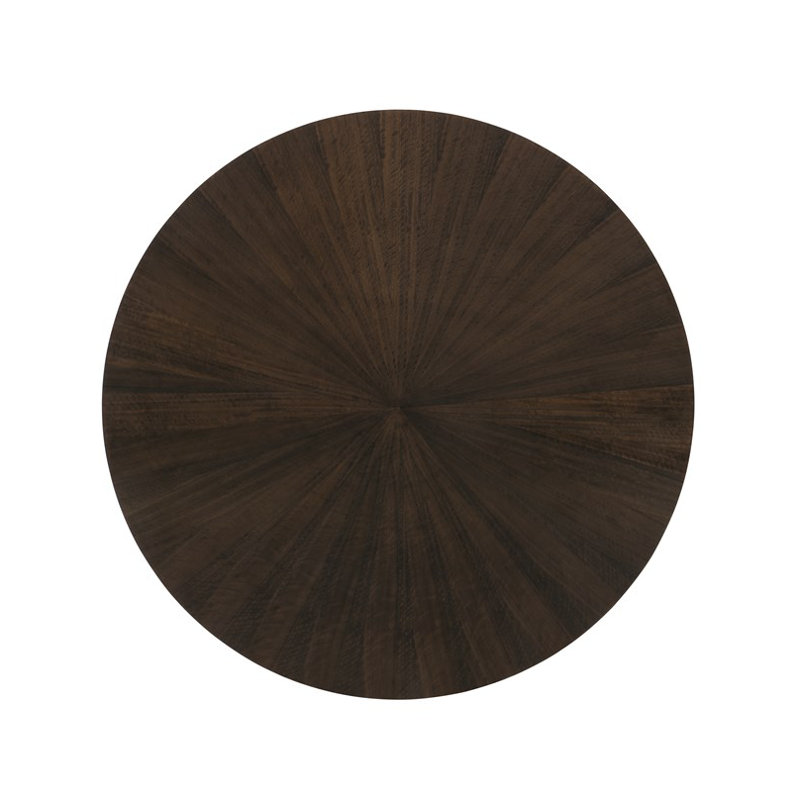 Round Brown and Gold Wood Dining Table for Six