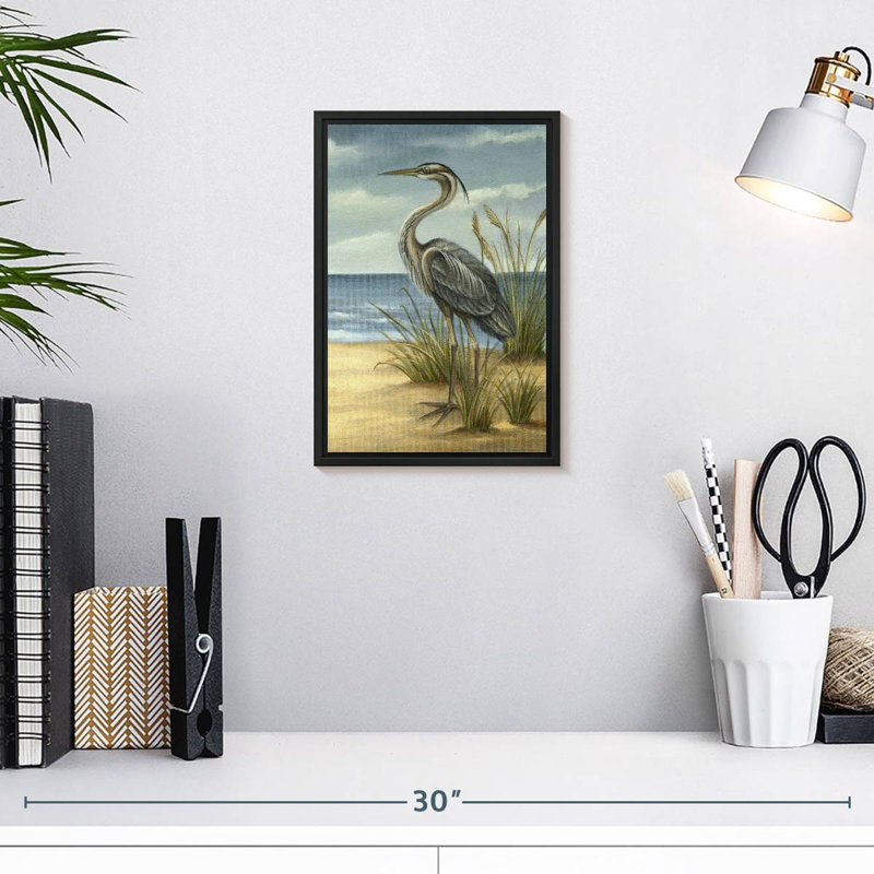 Oiseau de rivage II, 9 po x 13 po, Cadre flottant noir