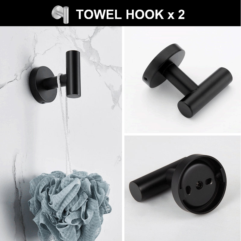 5 - Piece Bathroom Hardware Set, Black