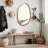 32"x22" Farmhouse Irregular Round Wood Frame Wall Mirror, Crystal-clear Reflection Bathroom Mirror For Wall