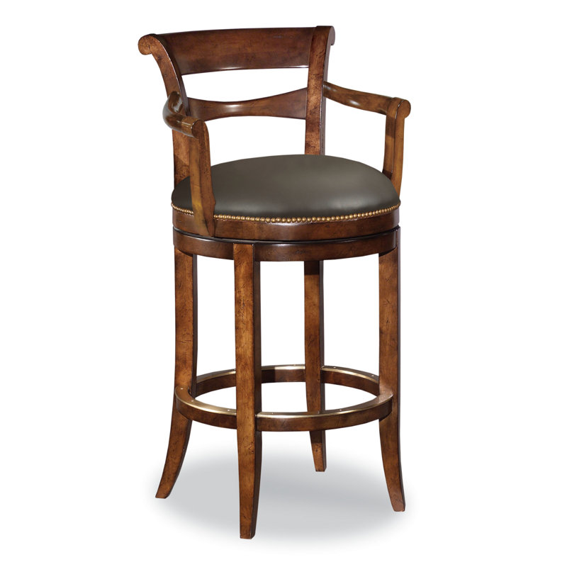 Bordeaux Swivel Bar & Counter Stool, Cocoa Leather/Bordeaux Frame, Counter Stool (24" Seat Height)