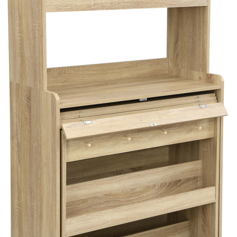Buffet compact avec huche et table de salle à manger pliable 33,5 x 15,7 x 69 pouces, Naturel