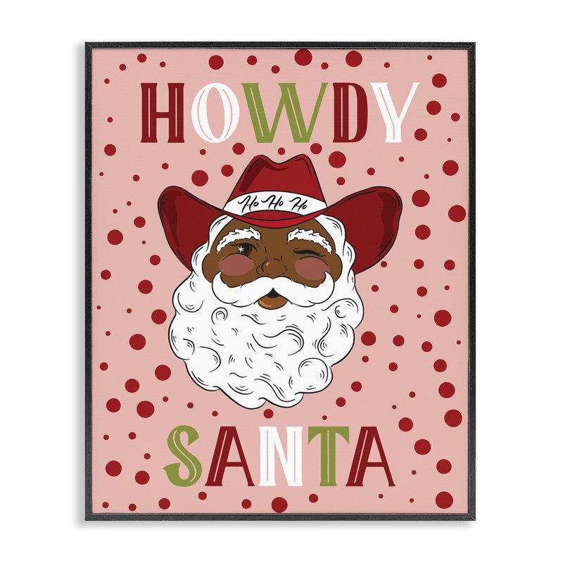 Howdy Santa Western Christmas, art de la giclée encadrée, design par Hey Bre! Creative Studio, H 14 po x l 11 po