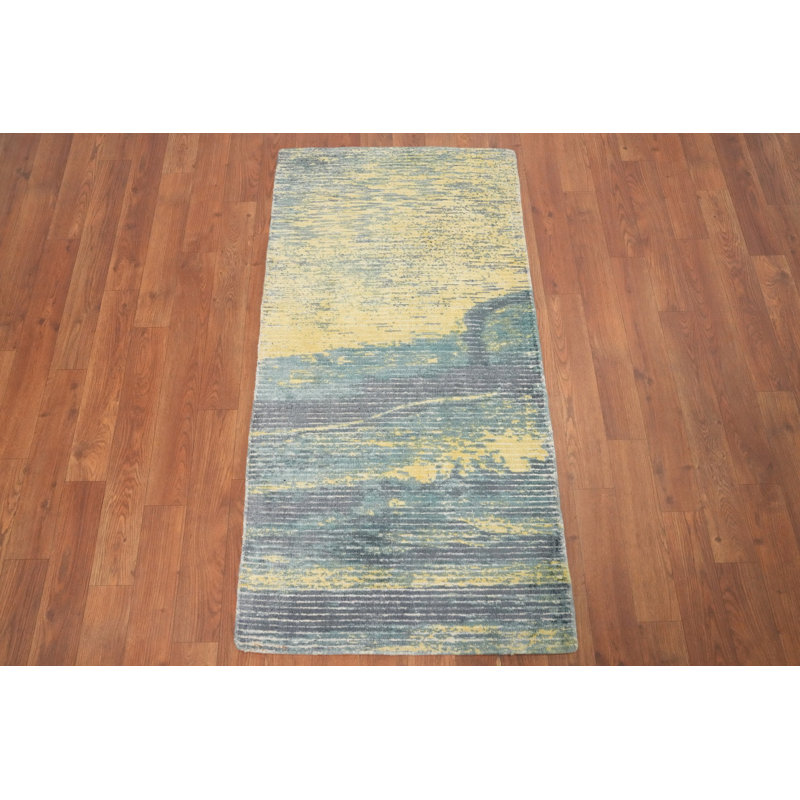 Tapis contemporain à motif abstrait brise de mer 2 x 4 avec motifs artistiques