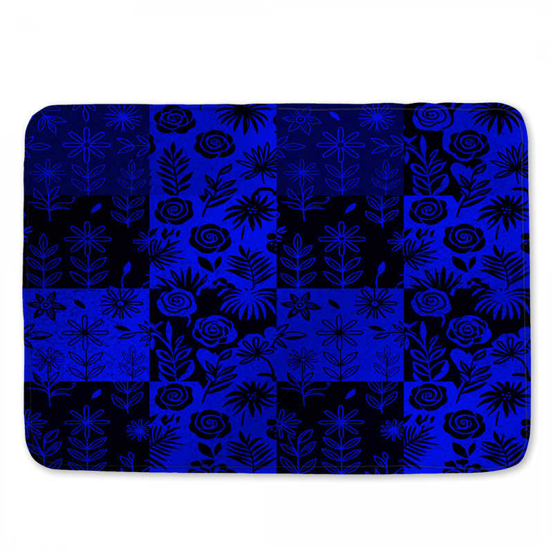 Tapis de bain à motif floral bleu, L 24 po x L 17 po