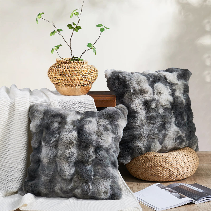 Abstract Faux Fur Pillow Cover